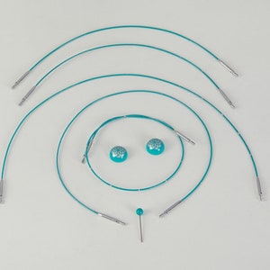 Cordon bleu sarcelle interchangeable et cordon pivotant Knitter's Pride, pour embouts interchangeables de 10 cm et 15 cm (10 cm), cordons interchangeables, cordon pivotant, cordon bleu sarcelle