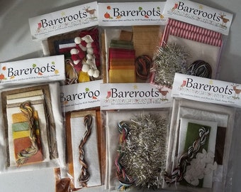 Bareroots Pillow Kits,Floss & Fabric, Thankful, Pumpkin Pie, Merry Heart, Dash Away, Have Yourself A Merry Christmas, Joy, Thankful Blessed