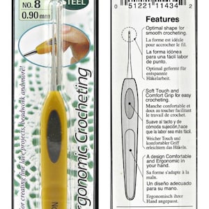 Stahl Häkelnadel, Clover® Soft Touch Griff, Stahl Häkelnadel, Optimale Form für glattes Häkeln, Kauf als Set oder einzeln