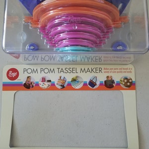 Boye Pom Pom Tassell Maker, Pom Pom Maker, Tassel Maker, 10 sizes of Pom Poms and 11 sizes of Tassels, Instructions Plastic Box for Storage
