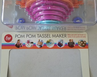 Boye Pom Pom Tassell Maker, Pom Pom Maker, Tassel Maker, 10 sizes of Pom Poms and 11 sizes of Tassels, Instructions Plastic Box for Storage