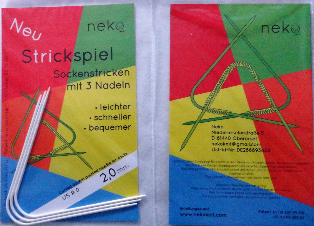 NEKO Curved Double Pointed Needles Socks,sizes,0,1.5,2.5,4,6,8,cable