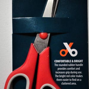 SE 8 1/2" Stainless Steel Office Scissors, Comfortable and Bright Red, New