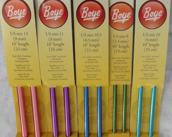 Boye Knitting Needles, Sizes 1-17, 10 inches,  14 inches, Single Point, Knitting Needles, Aluminum Needles, Single Point Knitting Needles,