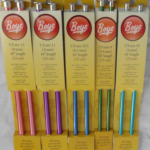 Boye Knitting Needles, Sizes 1-17, 10 inches,  14 inches, Single Point, Knitting Needles, Aluminum Needles, Single Point Knitting Needles,