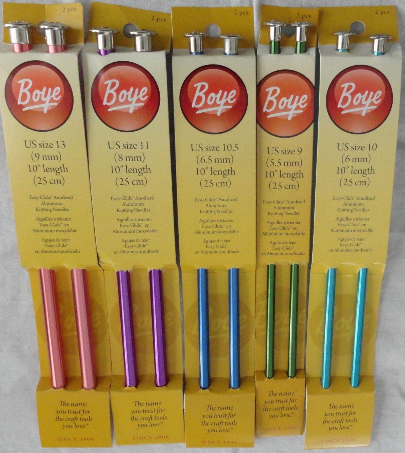 Boye Knitting Needles, Sizes 1-17, 10 Inches, 14 Inches, Single