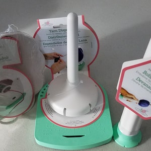 Yarn Valet Yarn Bowl, Yarn Dispenser, Yarnball Winder, Pattern Holder, Made in the USA, Green and White-Bowl or Dispenser or Winder Pick one