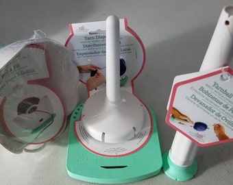 Yarn Valet Yarn Bowl, Yarn Dispenser, Yarnball Winder, Pattern Holder, Made in the USA, Green and White-Bowl or Dispenser or Winder Pick one