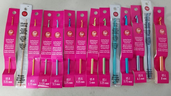 BOYE Crochet Hooks, Crochet Hooks, Aluminum Hooks - B-N, Plastic Hooks - P  and Q, all New Stock