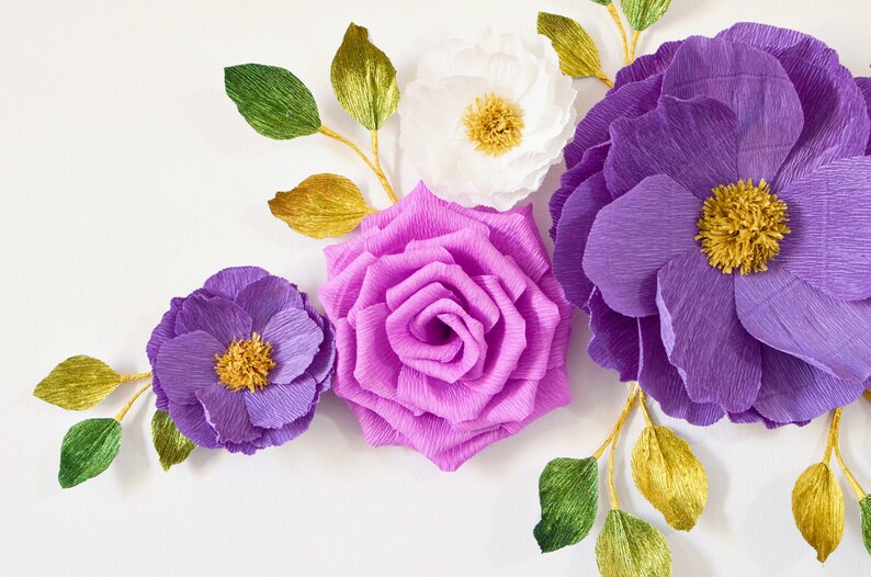 7 Paper Flowers/ Paper Flowers Wall Decor/ Nusrery Wall Decor/ Etsy