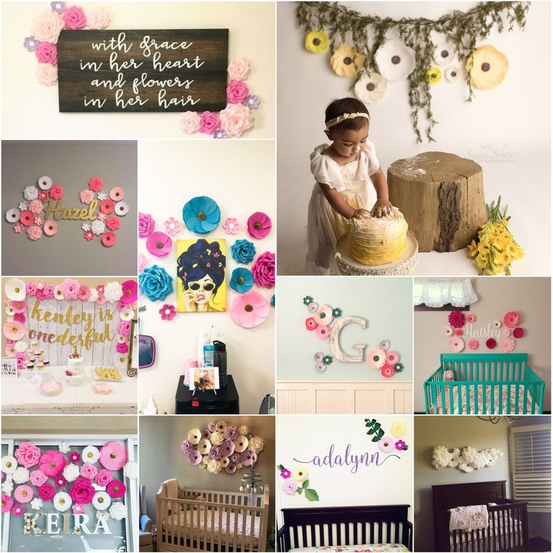 6 Paper Flowers/ Paper Flowers Wall Decor/ Baby Shower Etsy