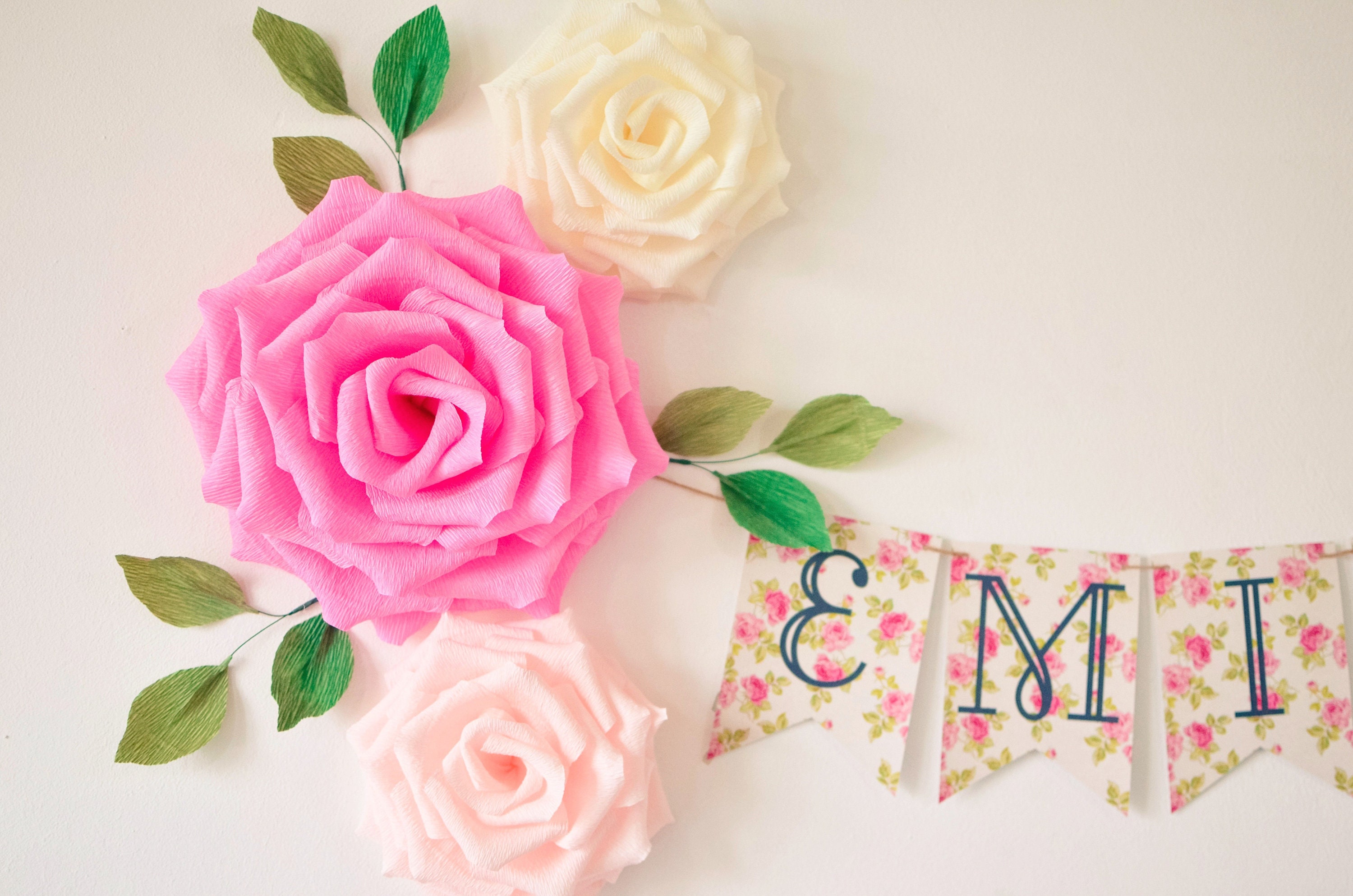 Paper Flowers Wall Decor Nursery Flowers Wall Flowers Paper Etsy