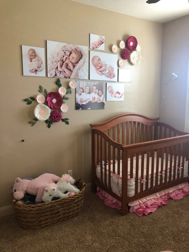 Paper Flowers Wall Decor Nursery Flowers Nursery Decor Wall Etsy