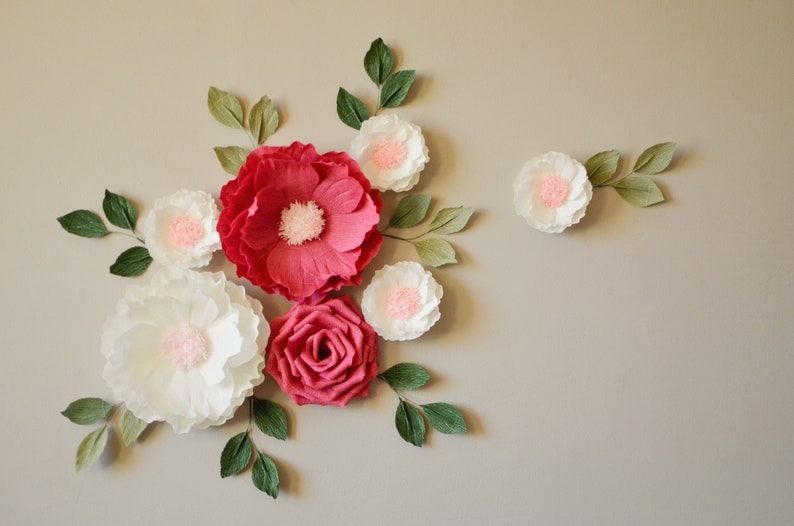 Paper Flowers Wall Decor Nursery Flowers Nursery Decor Wall Flowers Paper Flowers Backdrop Baby Shower Decoration Nursery Wall Flowers