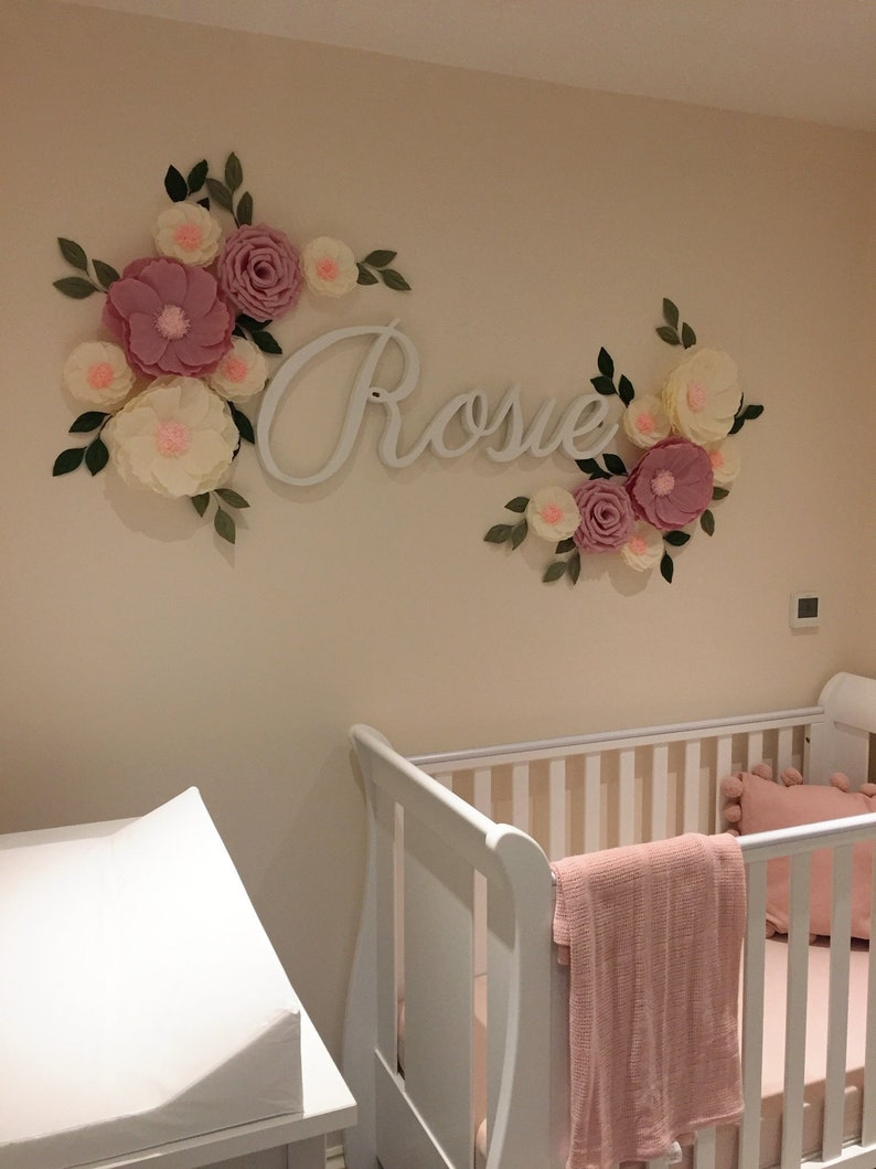Paper Flowers Wall Decor Nursery Flowers Nursery Decor Wall Etsy