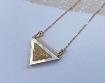 STOCK CLEARANCE - Mini Resin Triangle Pendant in Gold and Peach