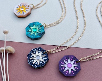 Laser Cut Geometric Star Pendant | Seren Geo Colourful Acrylic Necklace