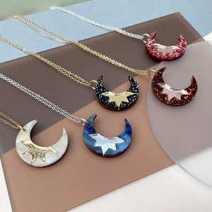 Crescent Moon Mini Pendant  | Laser Cut Acrylic Celestial Necklace