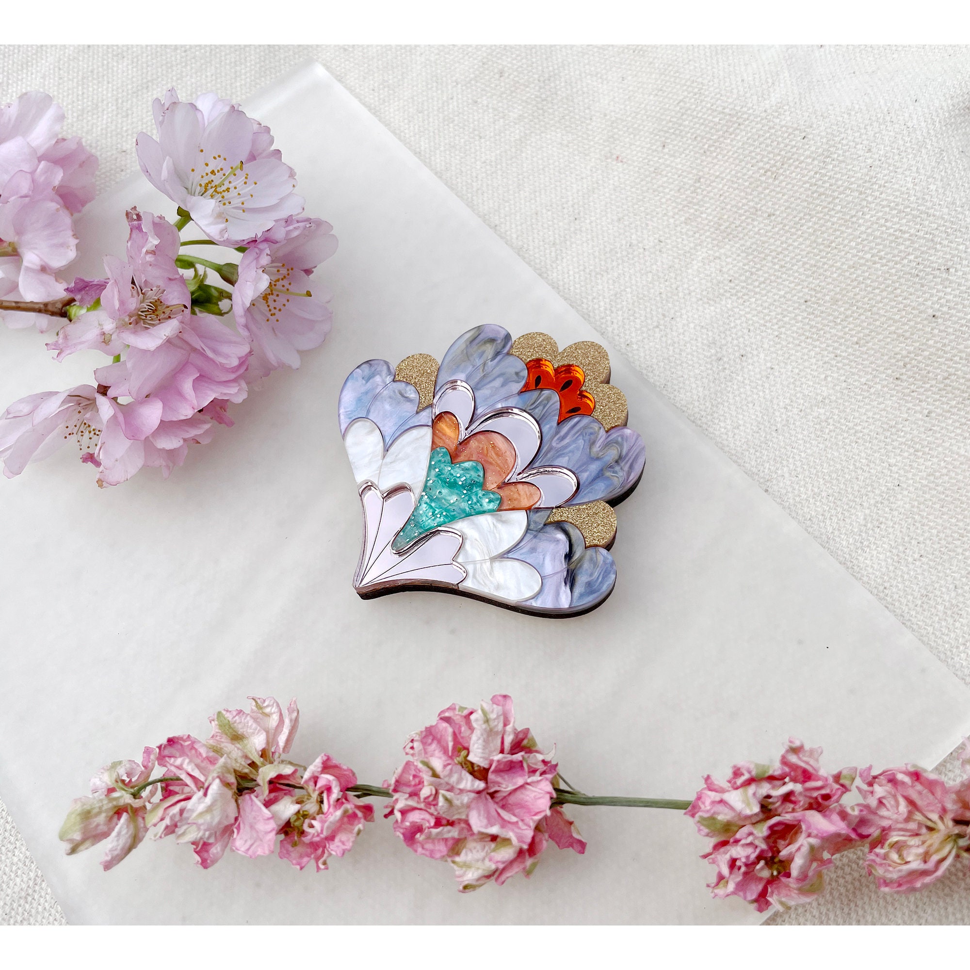 Crocus Flower Brooch in Rose | Retro Pin Laser Cut Floral Jewellery