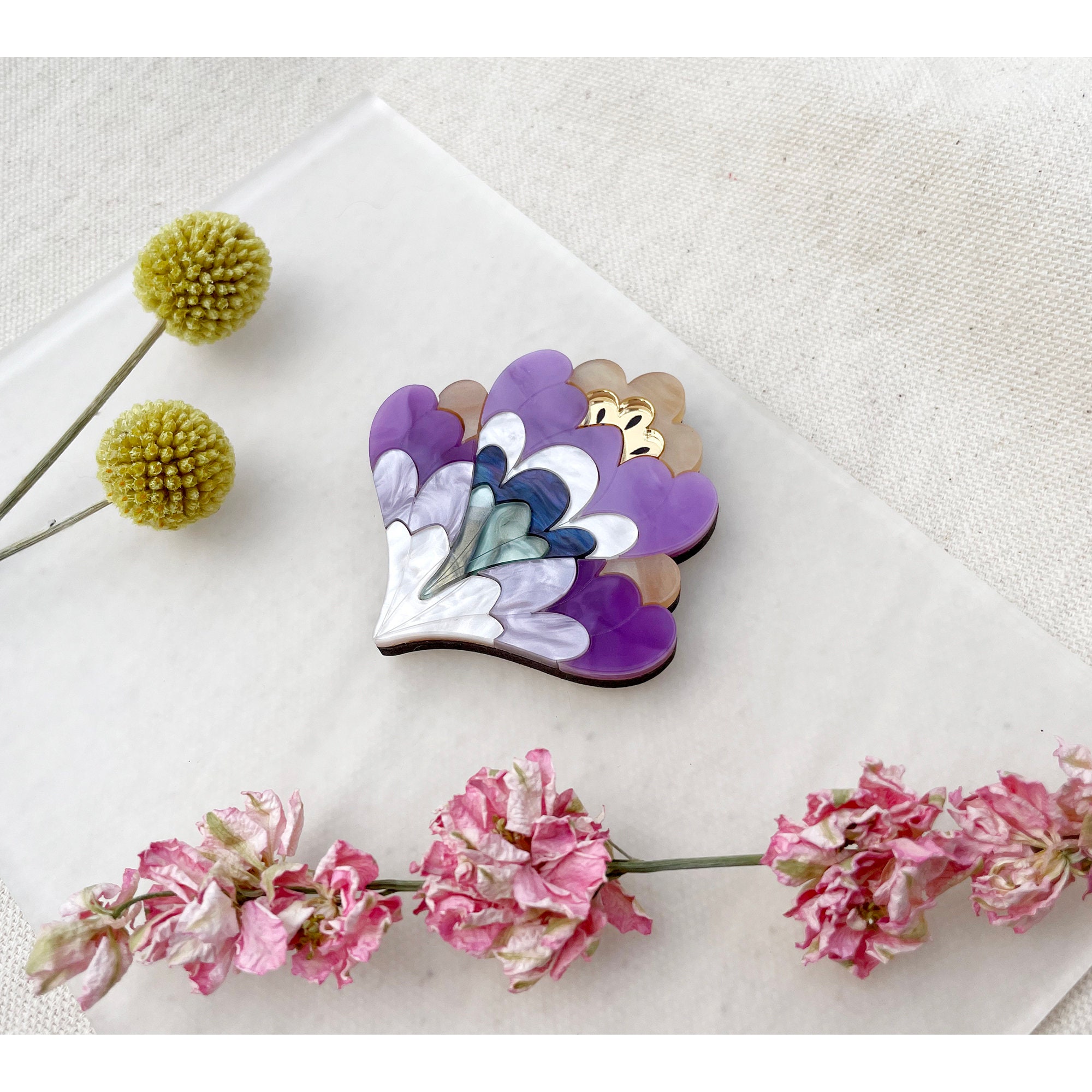 Crocus Flower Brooch | Retro Pin Laser Cut Floral Jewellery