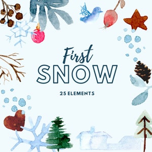 Winter collection of graphic design - winter clipart - watercolor Christmas clipart - Christmas elements - winter drawings - 25 elements