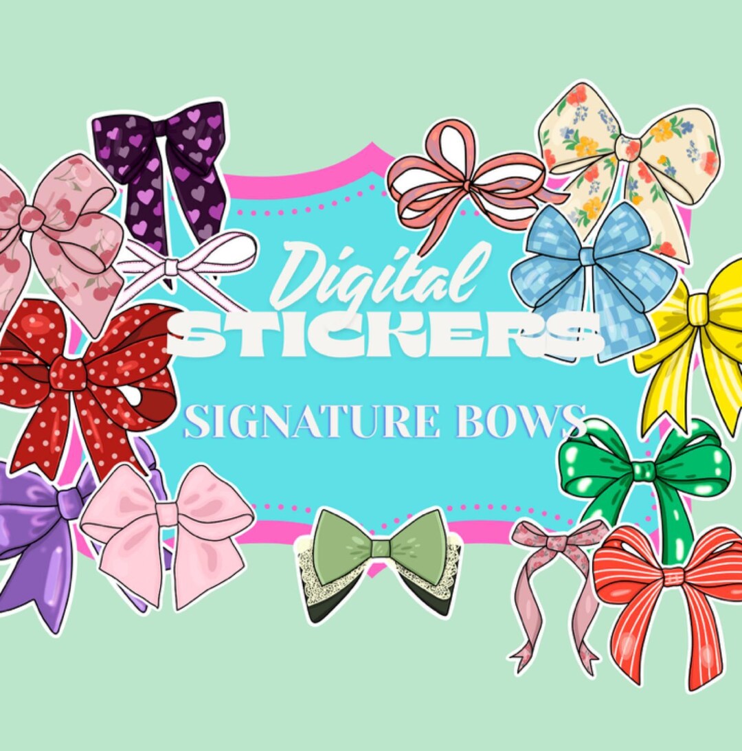 Simple Bow Sticker Bows Sticker Pack - Digital Download Cute Bows Collection for Planners ...