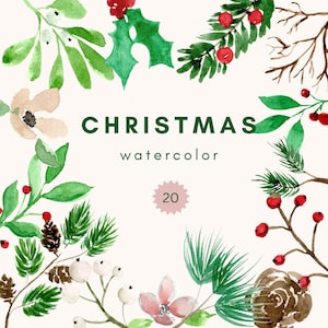 Christmas clipart - Watercolor clipart - Winter collection of graphic images - Christmas drawings - 20 images