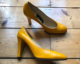 mustard yellow satin heels