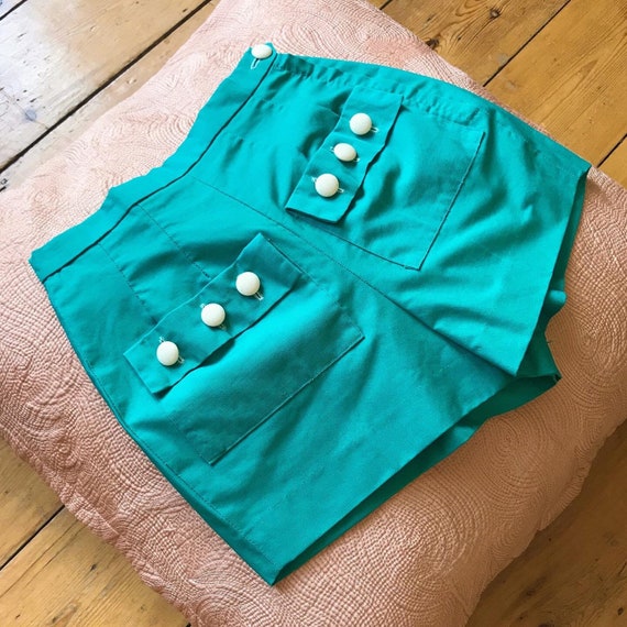 Vintage 1950s Sportaville turquoise button pocket