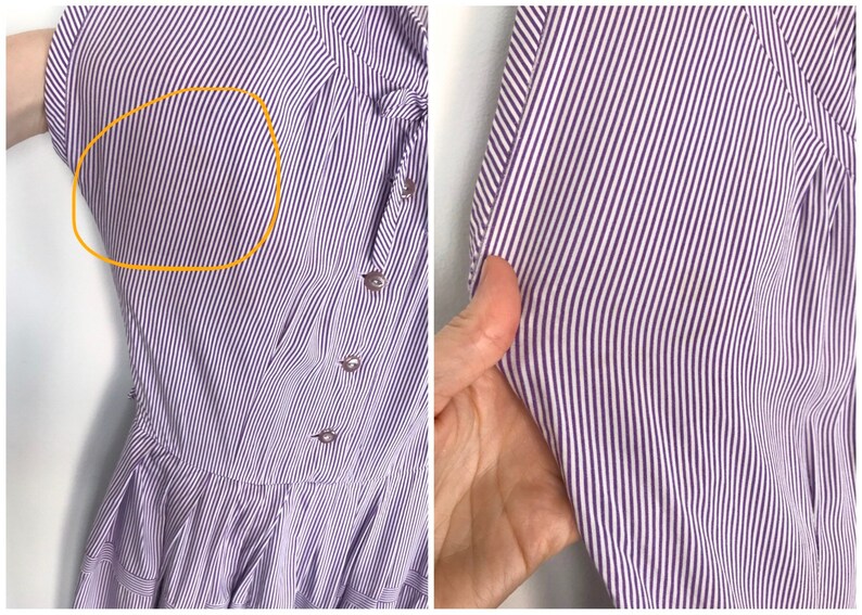 Vintage 1950s /'St Michael/' lilac stripe dress UK 6-8