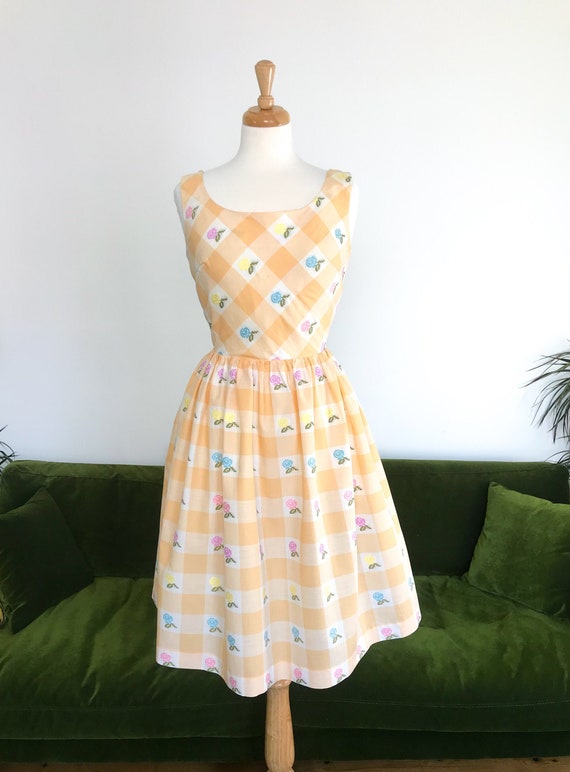 1950s/60s peach gingham dress