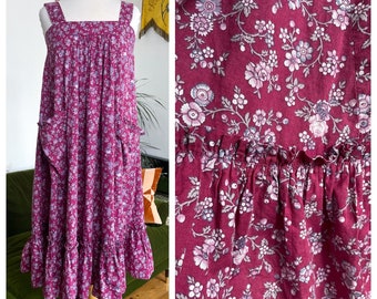 Vintage 1970s Laura Ashley floral smock pinafore dress, rare - UK 8 (vintage 12)