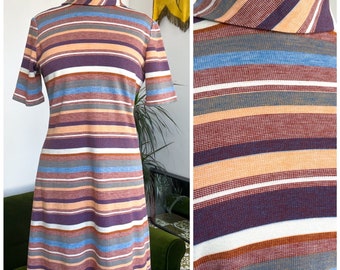 Vintage 1960s 'St Michael' striped jersey T-shirt dress - UK 12