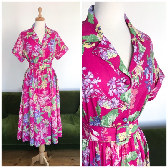 Laura Ashley belted pink floral dress