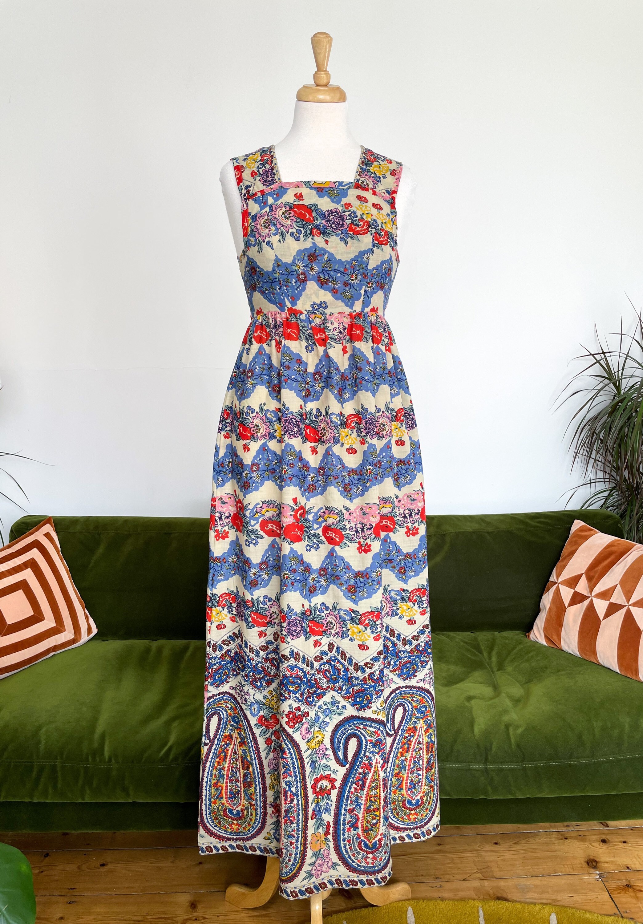 Vintage 1970s Valerie Goad Cotton Paisley and Floral Print Maxi Dress - UK  6-8 - Etsy