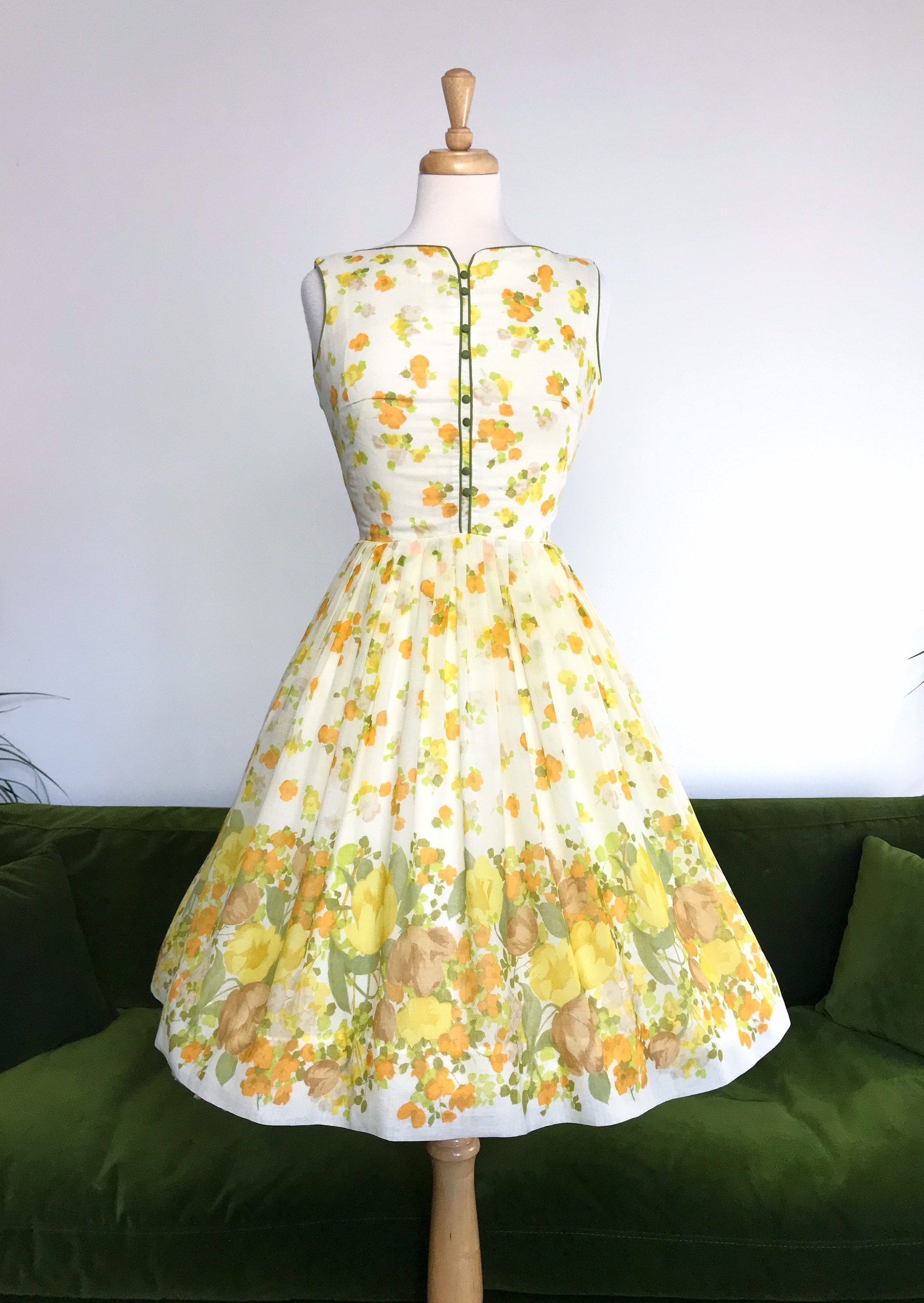 Vintage 1950s 'cover Girl of Miami' Yellow Dress UK - Etsy UK