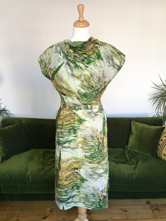1950s seaside boating novelty print dress