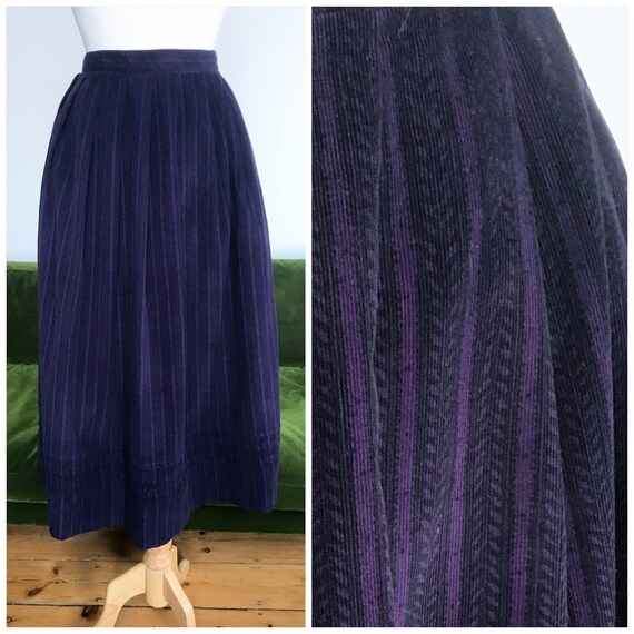 Laura Ashley purple patterned needlecord skirt - M