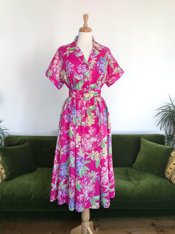 Laura Ashley belted pink floral dress