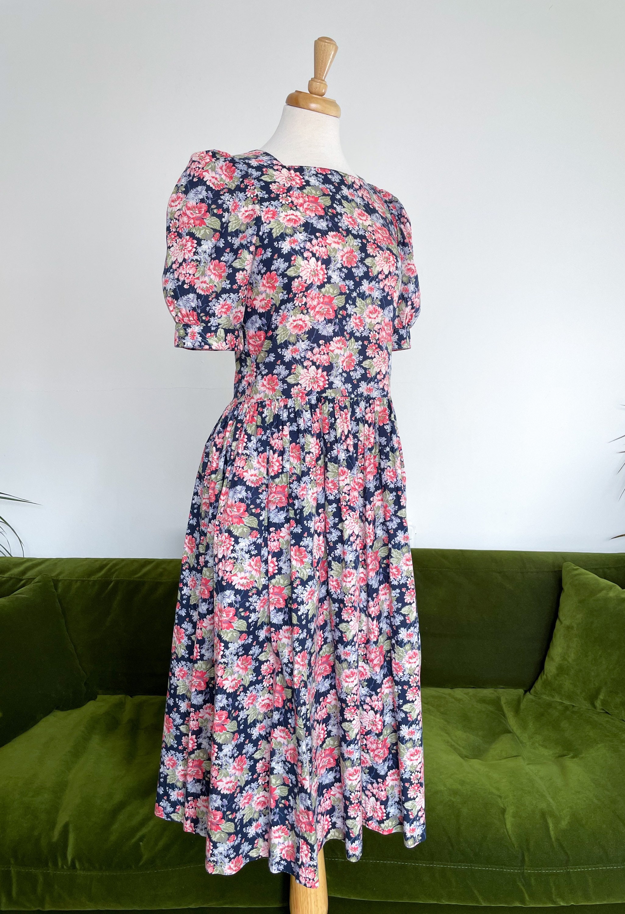 Laura Ashley Puff Sleeve Cotton Dress UK 12 modern 10 Etsy UK