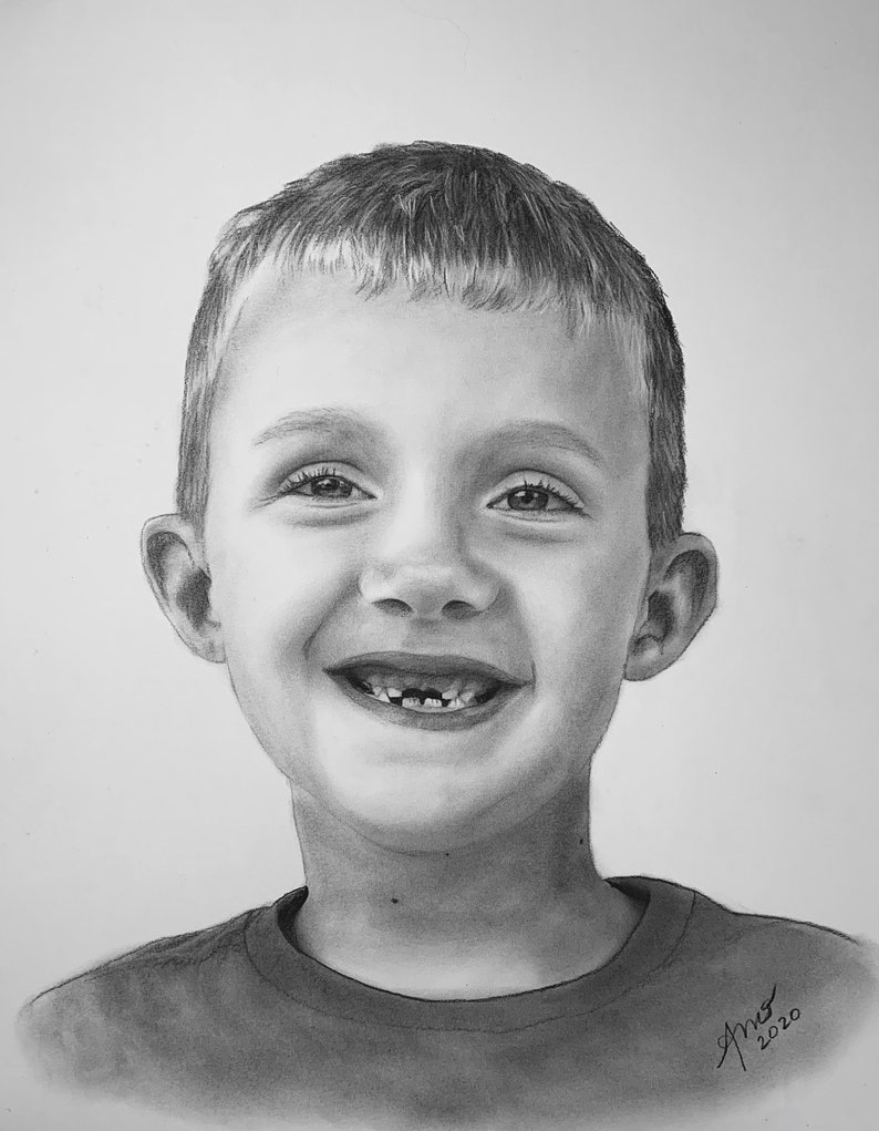 Custom Portrait from Photo Drawing Charcoal Portrait Drawing from Photo Family Portrait Memorial Portrait Commisson Portrait Art image 2