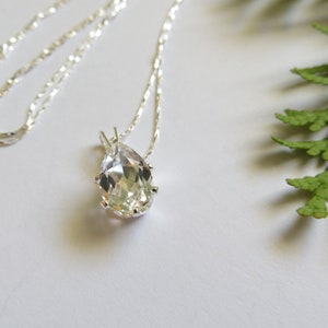 White Topaz Necklace, Sterling Silver Necklace, Semi Precious Gemstone Necklace, April November Birthstone Necklace, Topaz Wedding Pendant