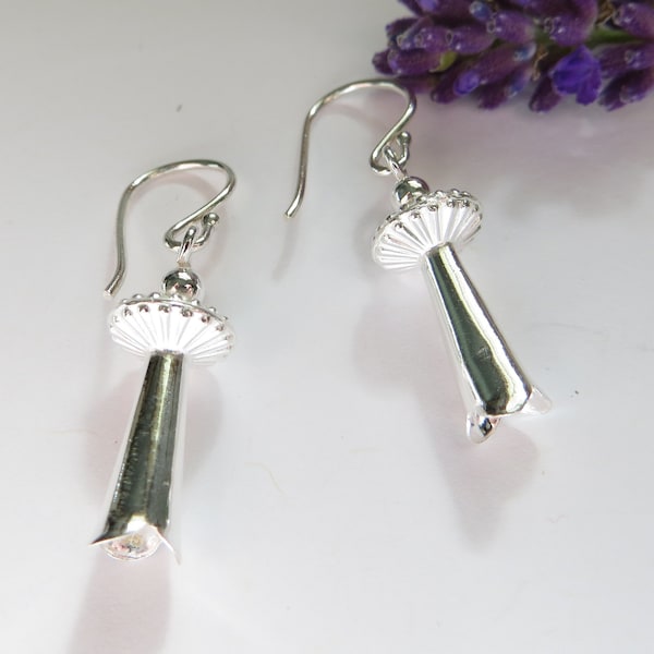 Sterling Silver Squash Blossom Earrings, Native American Style Earrings, 925 Sterling Silver Earrings, Navajo Style Floral Earrings