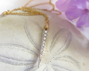 Point Necklace, April Birthstone Necklace, Gold Cubic Zirconia Necklace, CZ Birthstone, Graduated Cubic Zirconia Point, Gold filled Necklace