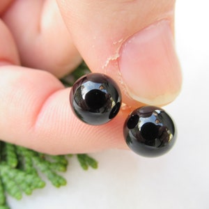 Black Onyx 8 mm Studs, Classical Mid Century Earrings, Black Onyx Studs, 925 Sterling Silver Studs, Semi Precious Gemstone