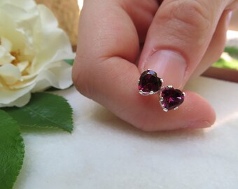 Faceted Amethyst Post Amethyst 6mm Stud February Gift Semi-precious Gemstone Studs,February Birthstone Earrings Sterling Silver Earrings