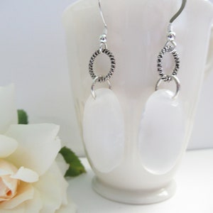 Selenite Earrings, White Gemstone Earrings, Sterling Silver Earrings, Silver Earrings, Moon Goddess Earrings, Large Statement Earrings image 5