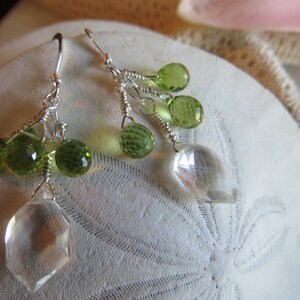 Peridot Earrings, August Birthstone Earrings, Faceted Briolette Earrings, Cluster Earrings, 16th Wedding Anniversary Earring, Dangle Earring