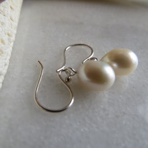 Freshwater Pearl Earrings, Pearl Teardrop Earrings, June Birthstone Earrings, 30th Wedding Anniversary Earrings, Small White Pearl Drop image 2