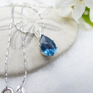 December Birthstone Necklace, Mother's Day Necklace, Blue Zircon Necklace, Sterling Silver Necklace, Cubic Zirconia Necklace, CZ Birthstone